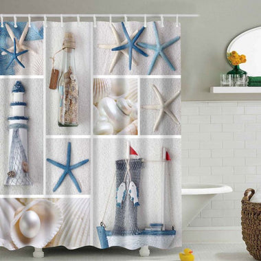 Sea Shells Starfish Shower Curtain