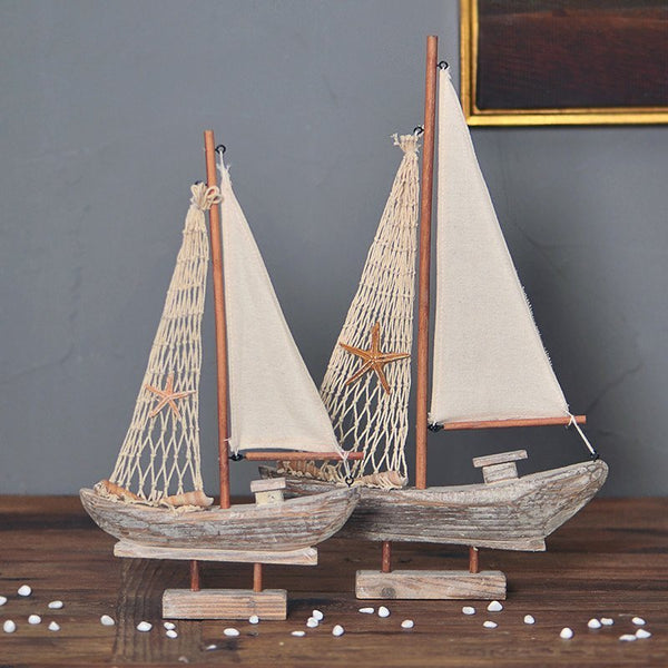 Mediterranean Style Wooden Sailing Ship
