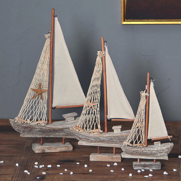 Mediterranean Style Wooden Sailing Ship