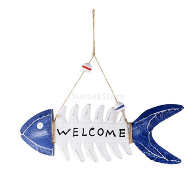WELCOME Wooden Fish Skeleton Decoration